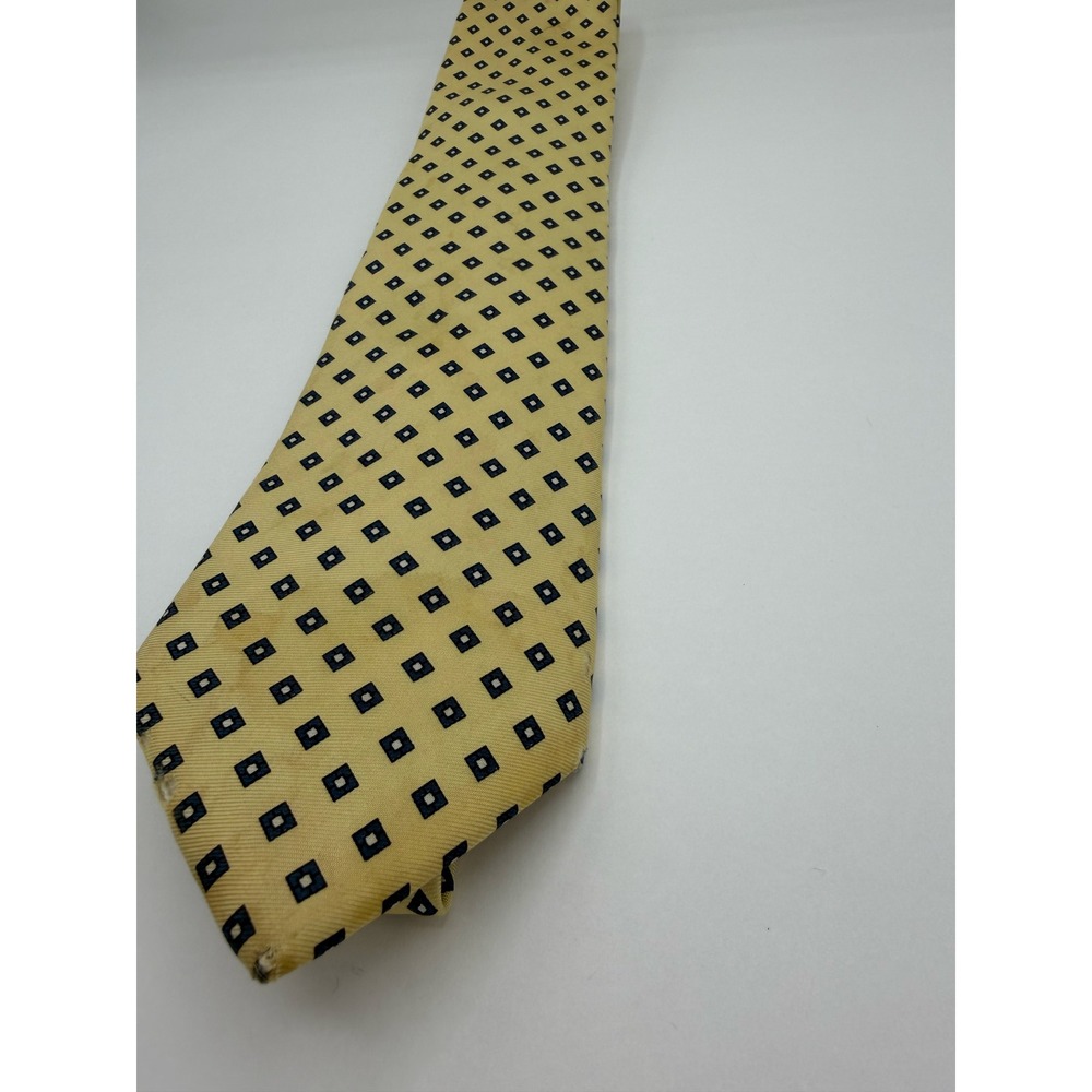 Terry & Juden Co Ltd New Orleans Mens Silk Tie Yellow Geometric Diamond Pattern